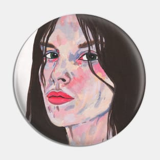 Gouache girl with black hair Pin