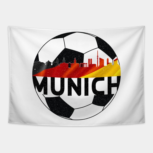 Munich Germany Euro 2024 football—Black text Tapestry by Rocky Ro Designs