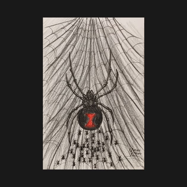 Black widow spider with baby spiders by Matt Starr Fine Art