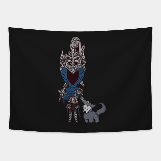 Artorias and Sif Tapestry by dixieulquiorra