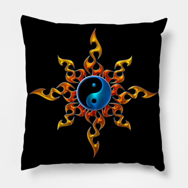 yin yang of fire Pillow by DrewskiDesignz
