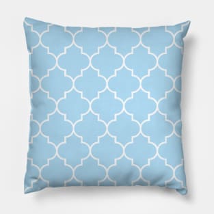 Blue Latticework, Quatrefoil, Moroccan Trellis Pillow