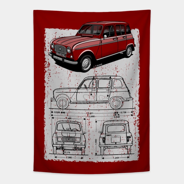 The super cool French classic car Tapestry by jaagdesign