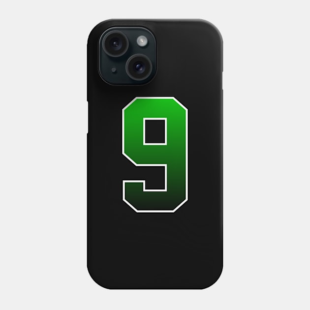 Green Number 9 Phone Case by Ericokore