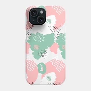 Abstract green brush stroke shape pattern Phone Case