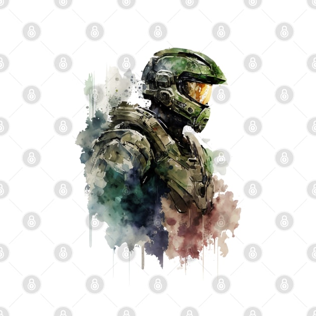 Halo Master Chief Watercolor - Original Artwork by Labidabop