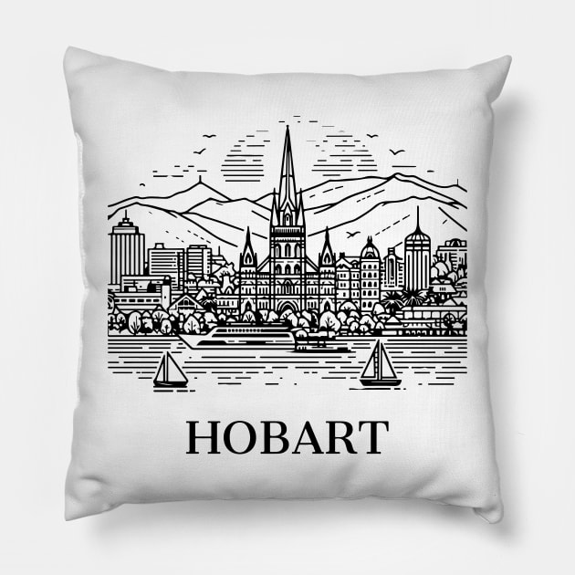 hobart line art illustration Pillow by art poo