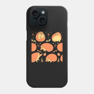 Hedgehogs Among the Flowers Pattern in Green and Orange Phone Case