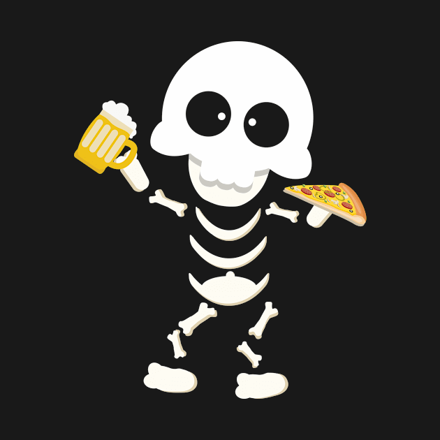 Funny Skeleton Pizza Beer Halloween Costume by foxmqpo