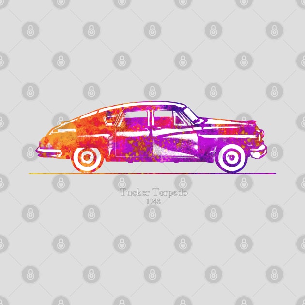 Tucker Torpedo 1948 - Colorful Watercolor by SPJE Illustration Photography