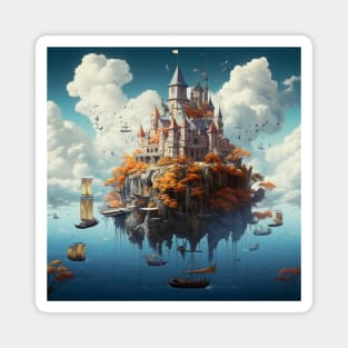 Ethereal Skies: The Floating Castle Adventure Magnet