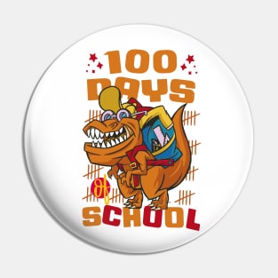 100 Days of school featuring a T-rex dino with bacpack #2 Pin