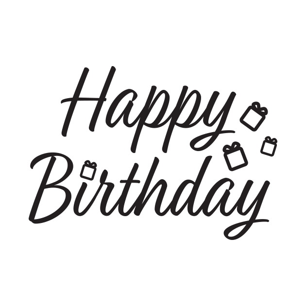 Happy Birthday - Typography Birthday greeting with gift boxes by sigdesign