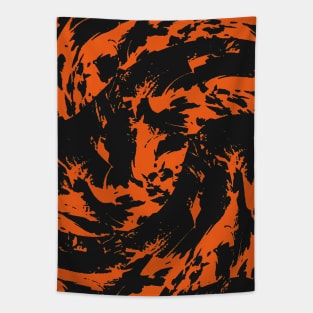 Black and Orange Spooky Paint Splatter Graffiti Tapestry