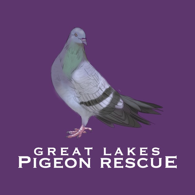 Great Lakes Pigeon Rescue Mascot - White Letters by Great Lakes Pigeon Rescue