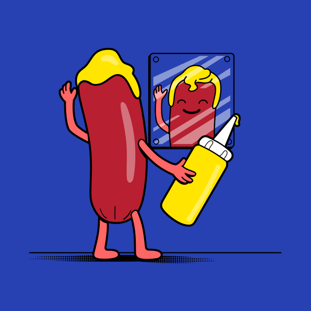 Funny Cute Junk Food Hotdog Kawaii Mustard Hair Vain Cartoon by Keira's Art