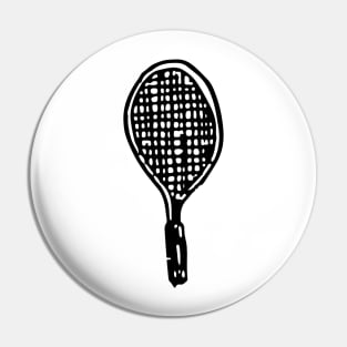 Tennis Racket Doodle Black Pin