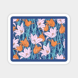 Light Pink and Orange Vibrant Tulips Magnet