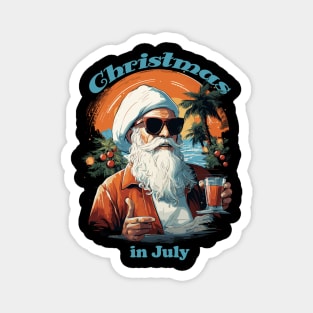 Beachside Santa | "Christmas in July" Festive Portrait T-Shirt Magnet