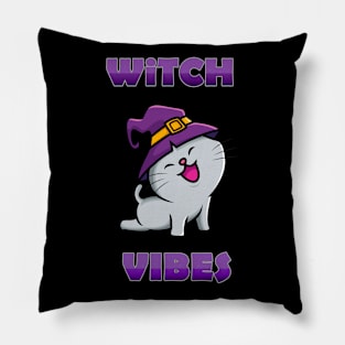 Cute Kawaii Witch Cat  Witch Vibes Wiccan Spiritual Pillow