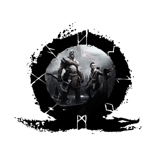 God Of War - The Boat In The Ring Black & White by bardor2@gmail.com