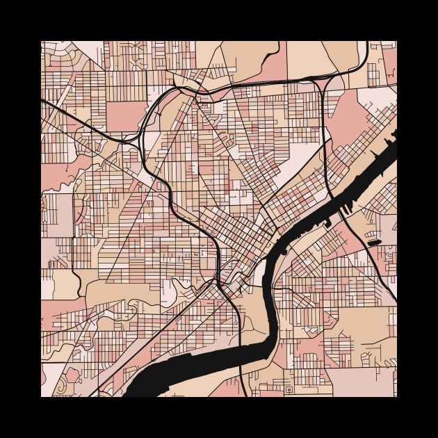 Toledo Map Pattern in Soft Pink Pastels by PatternMaps