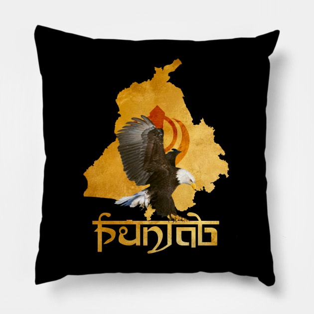 Punjab map with eagle Pillow by SAN ART STUDIO 