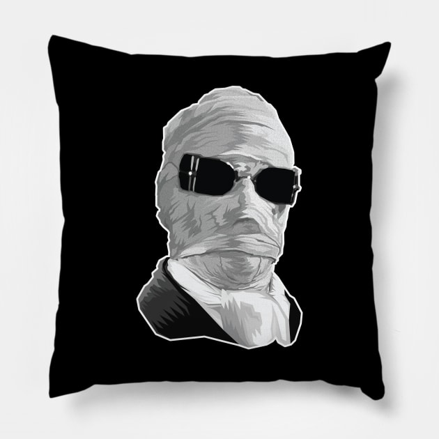 Invisible (Black & White Version) Pillow by pentoolarts