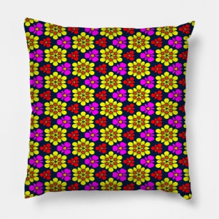 Yellow and Pink Flower Pattern Pillow