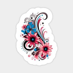 graphic background, Elegant Floral Fusion: Nature-Inspired Vector Illustration Magnet