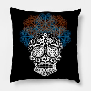 black catrina in floral crown ecopop pattern Pillow