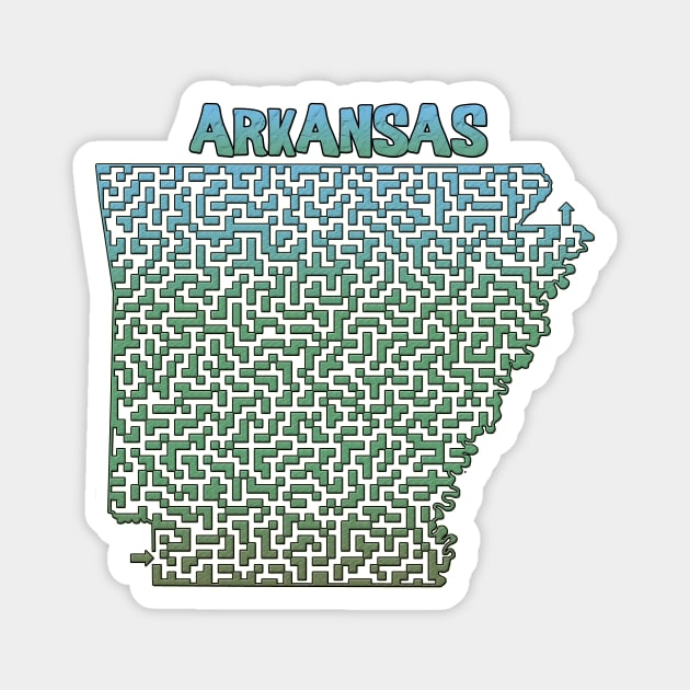 Arkansas State Outline Colorful Maze & Labyrinth Magnet by gorff