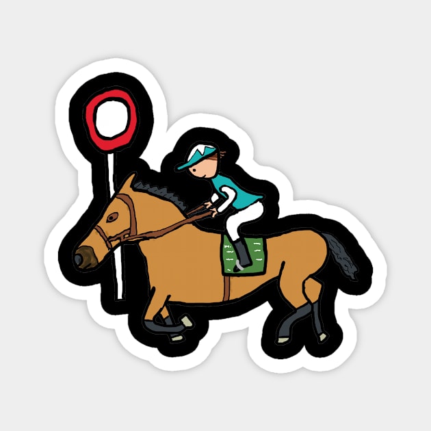 Horse Racing Magnet by Mark Ewbie