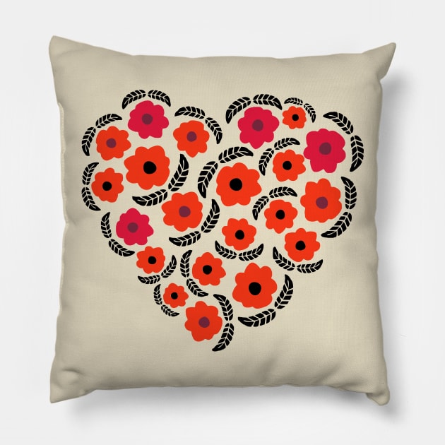 Flowers and Feathers Heart Pillow by PatrioTEEism