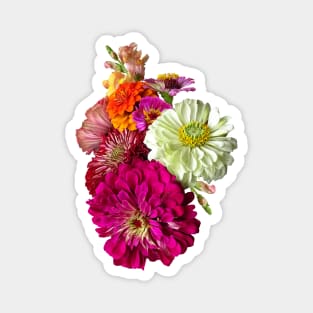 Zinnia Bouquet Mixed Colors Magnet