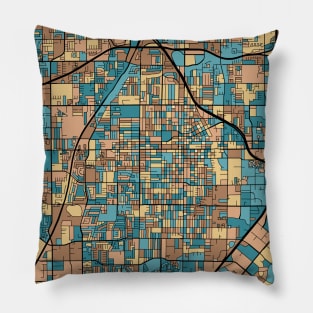 Santa Ana Map Pattern in Mid Century Pastel Pillow