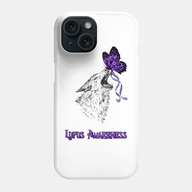 Hope, the purple butterfly, tames the wolf, Lupus Phone Case by jhux designs