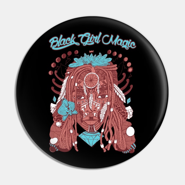 Coral Moonlit - Goddess of Dreams Black Girl Magic Pin by kenallouis