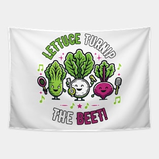 Lettuce Turnip The Beet | Cute Kawaii vegetable pun for Music Lovers Tapestry