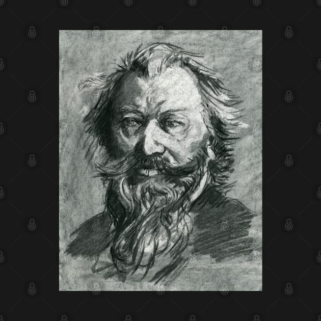 Johannes Brahms - charcoal portrait by Karolina Studena-art