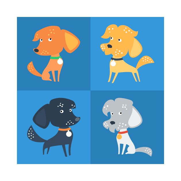 Cartoon cute funny dogs by kavalenkava