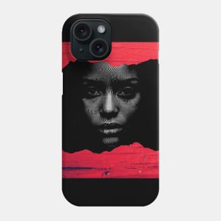 black and red glitch girl illustration Phone Case