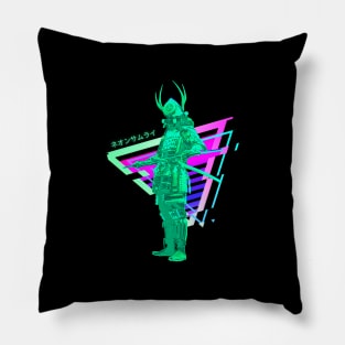 Samurai Glitch Vaporwave Aesthetic Pillow