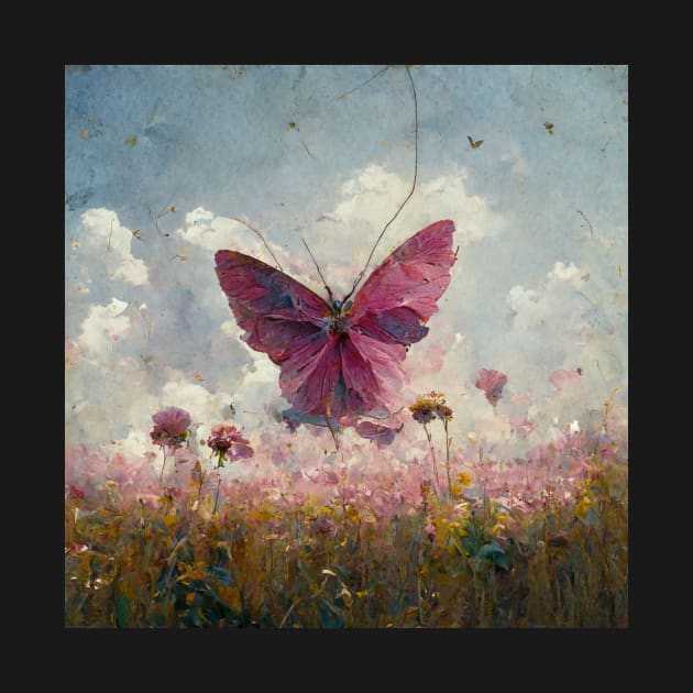 Pink Butterfly  in The Flower Field by DarkAgeArt