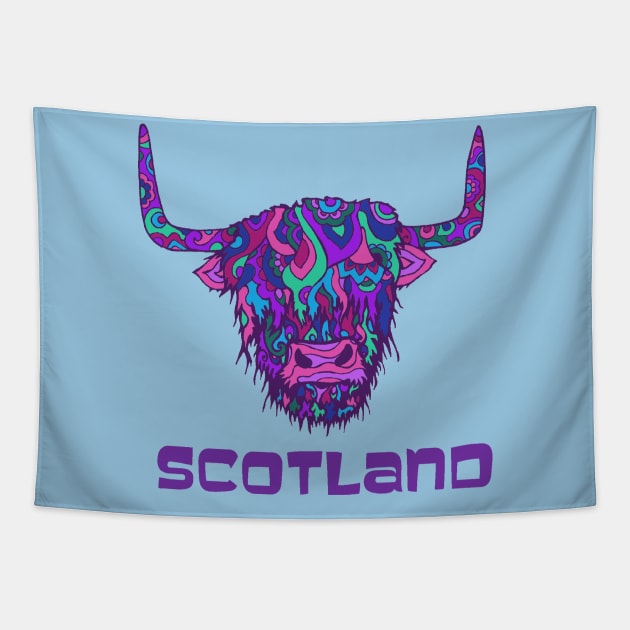 Highland Cow - Scotland Tapestry by TimeTravellers
