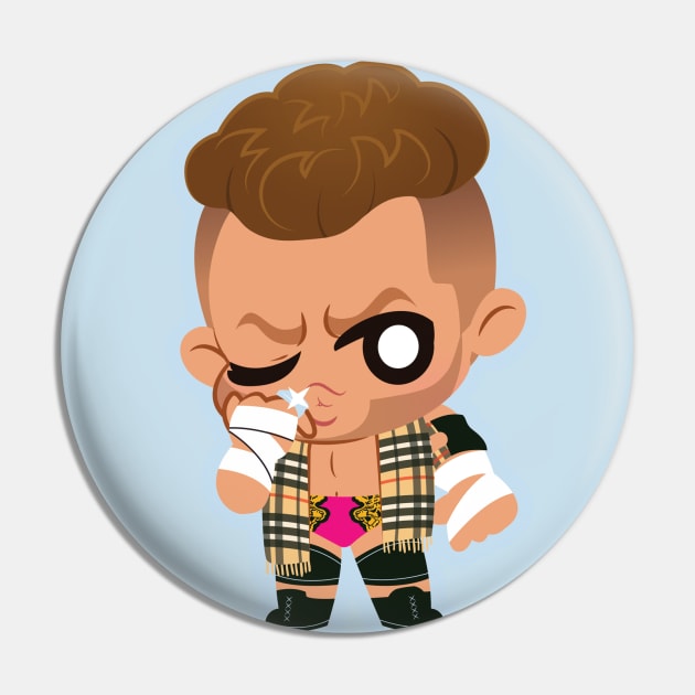 Scarf Aficionado Wrestler - Ring Kiss Pin by PomPomPomelette