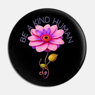 Be A Kind Human Design #7 Pink & Purple Flower Pin