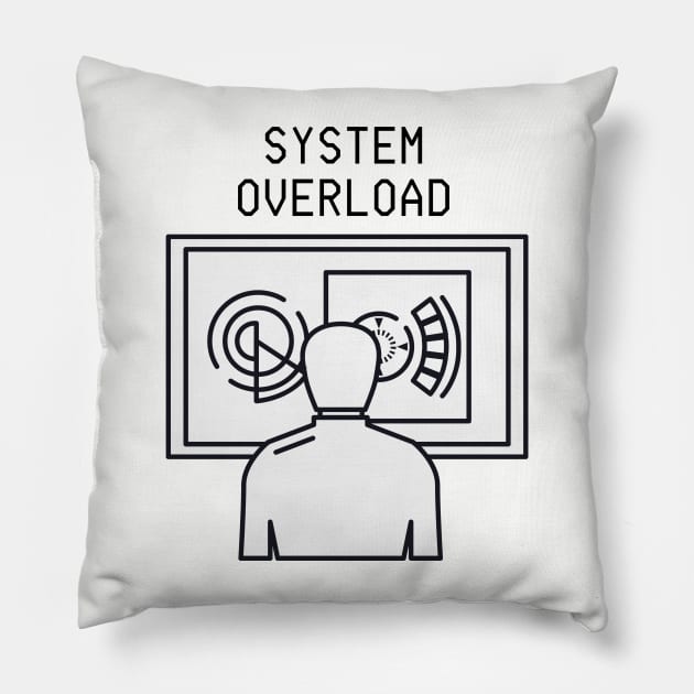 Funny Retro Computer Design System Overload Pillow by CrazilykukuDesigns