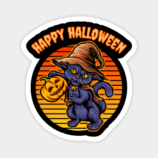 Cat Halloween Scary Pumpkins Magnet