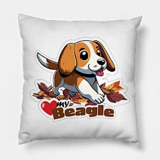 Love my Beagle Sticker Pillow